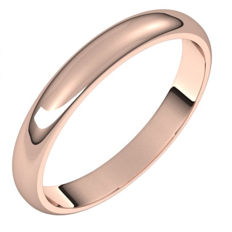 10K Rose 3 mm Half Round Band Size 10